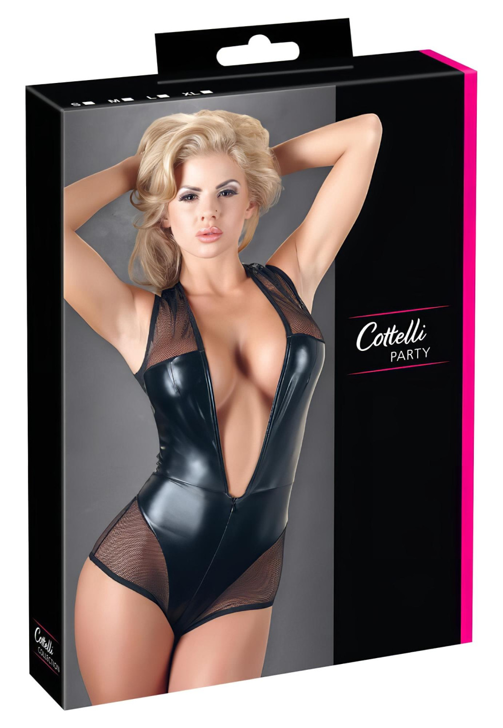 Cottelli - lesklé síťované body - černá - L