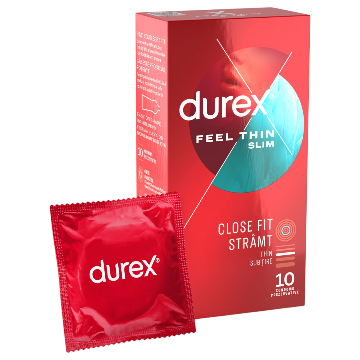 Durex Feel Thin Slim - tenké kondomy - realistický pocit - 10 ks