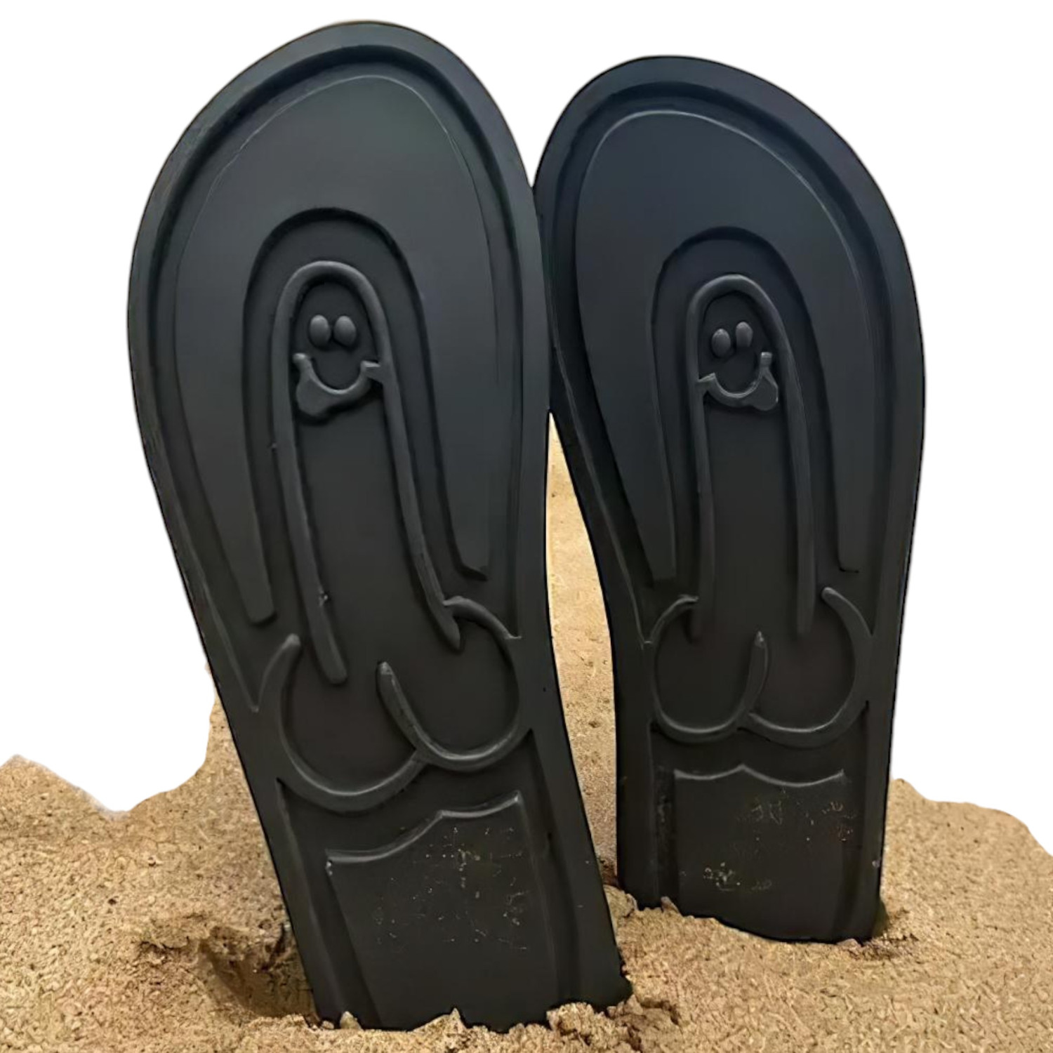 Flip-flop pantofle - penis motiv - černé