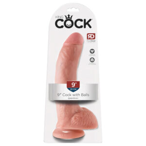 King Cock 9 - velké dildo s přísavkou a varlaty (23 cm
