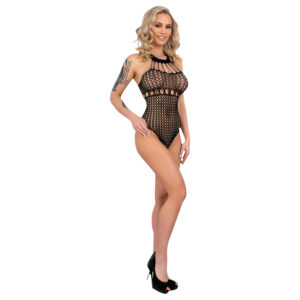 Livco Orvina - puntíkované síťované body s halter límečkem (černé) - S-L