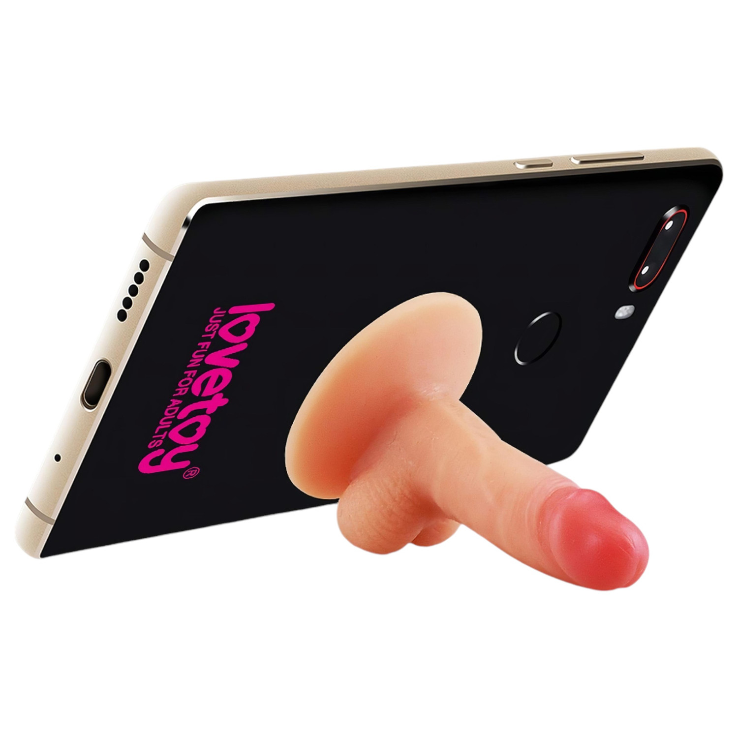 Lovetoy - minidildo s přísavkou - držák na telefon - tělová barva