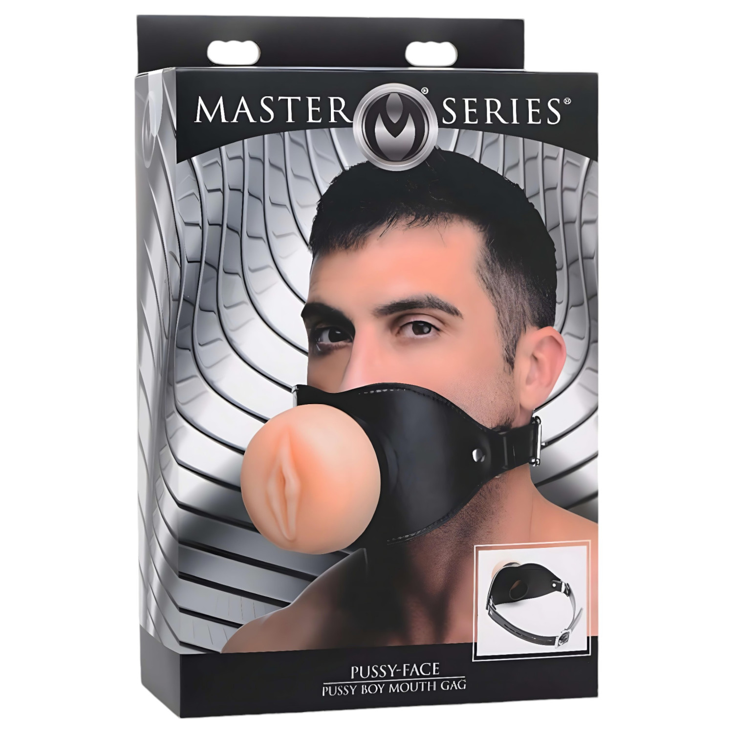 Master Series - roubík do úst ve tvaru vagíny - silikon naturální