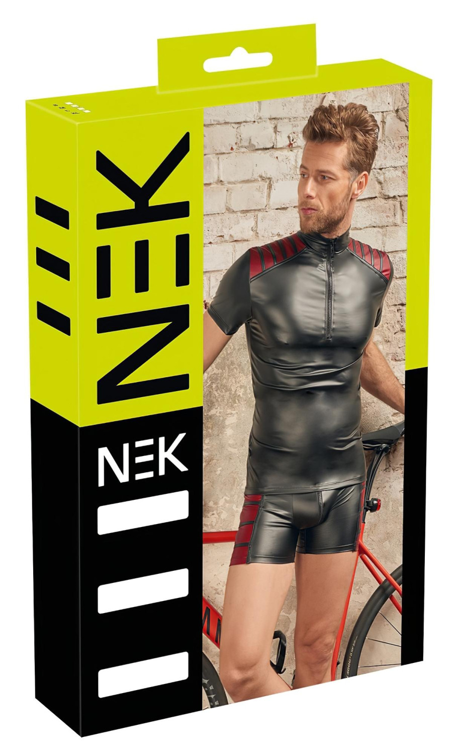 NEK - pánská bunda na zip s červenými vložkami - černá - XL