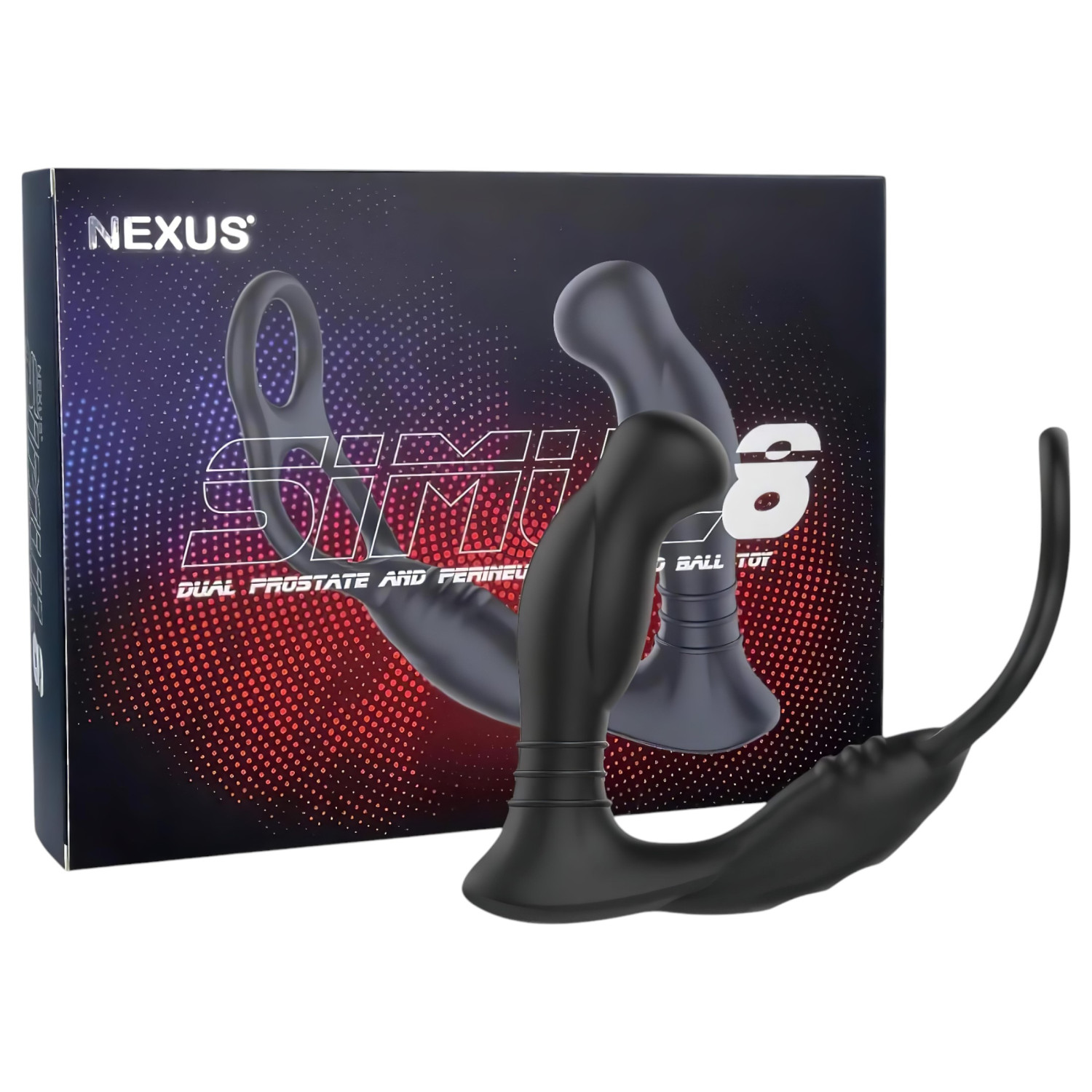 Nexus Simul8 - vibrační erekční kroužek s análním dildem (černý)