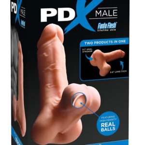 PDX Reach Around - 2v1 umělý zadeček a návlek na penis (tělová barva)