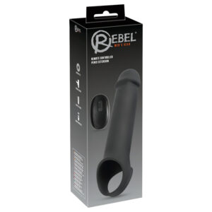 Rebel - vibrační návlek na penis s dálkovým ovládáním - černý - akumulátor