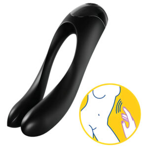 Satisfyer Candy Cane - dobíjecí vodotěsný dvouramenný vibrátor - černý