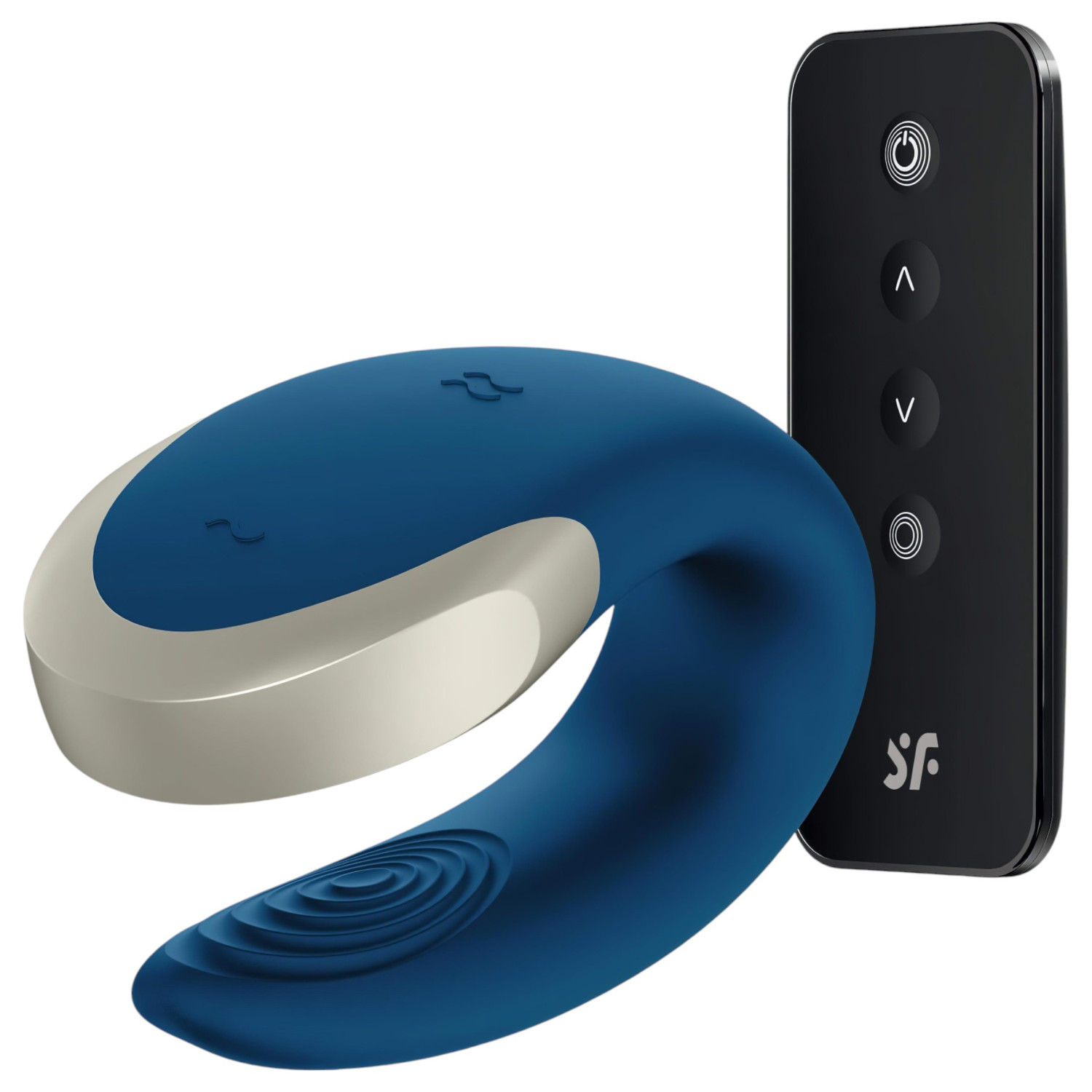 Satisfyer Double Love - párový vibrátor ovládaný aplikací (modrý)
