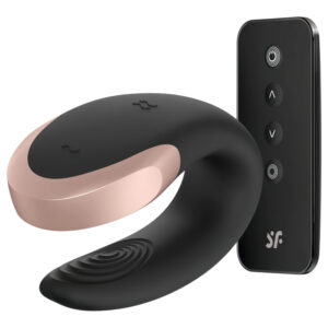 Satisfyer Double Love - párový vibrátor s aplikací a dálkovým ovládáním (černý)