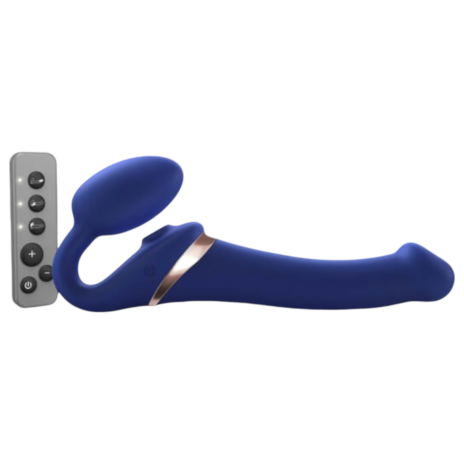 Strap-on-me - připínací vibrátor s tlakovými vlnami - modrý