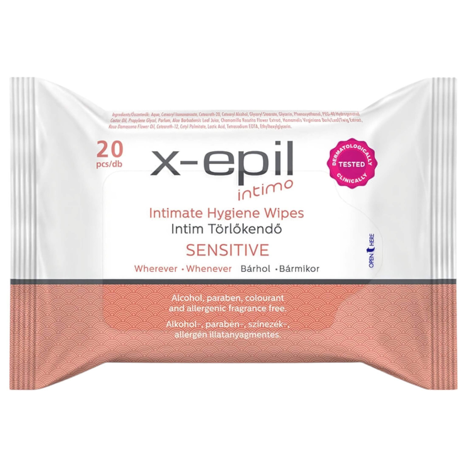 X-Epil Intimo Sensitive - intimní čistící ubrousky - 20 ks