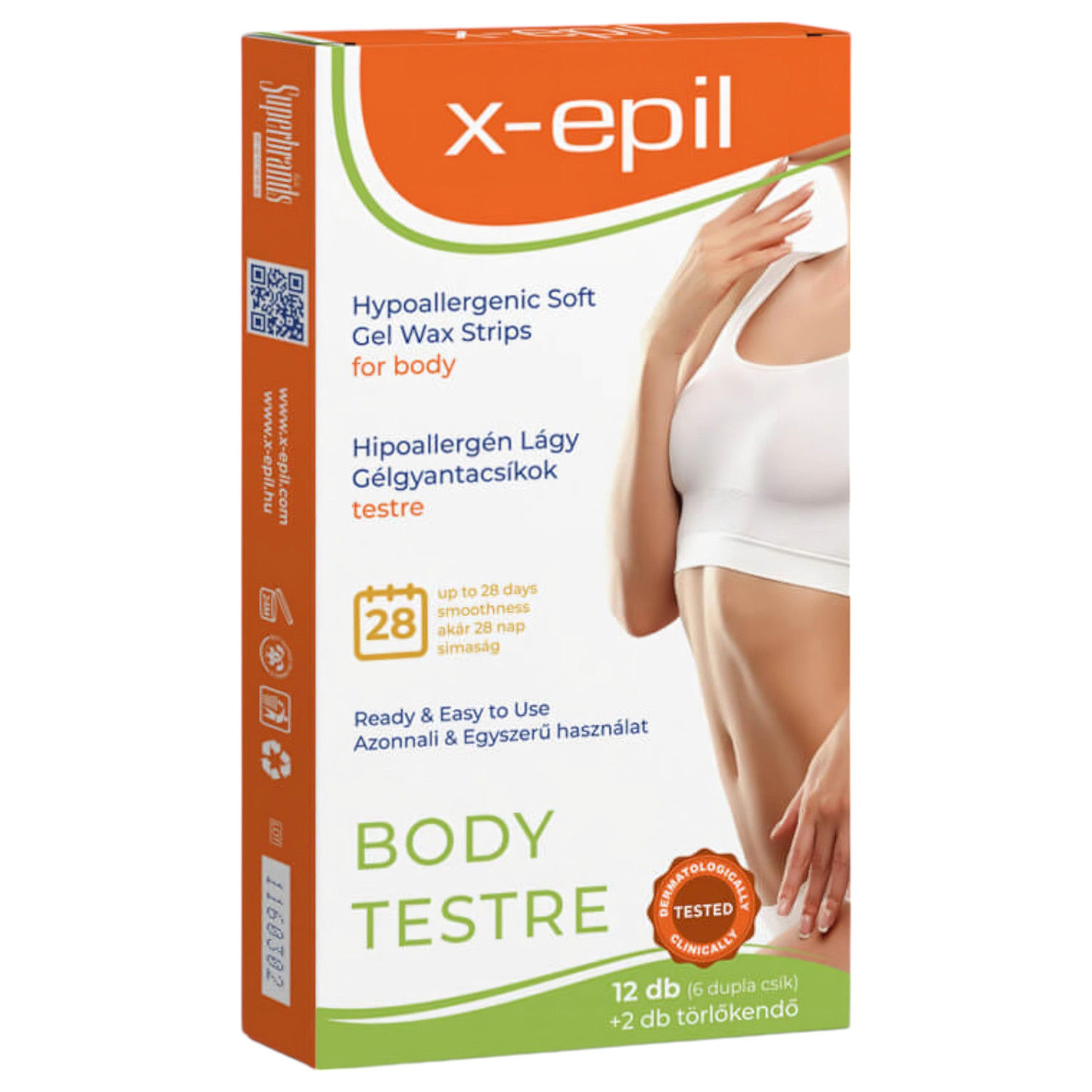 X-Epil - depilační pásky na tělo - hypoalergenní gel - 12 kusů