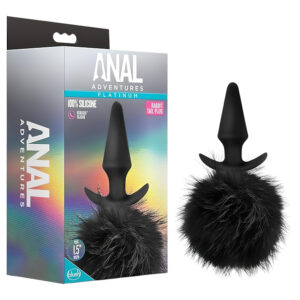 Anal Adventures Platinum - anální kolík s králičím ocáskem - černý