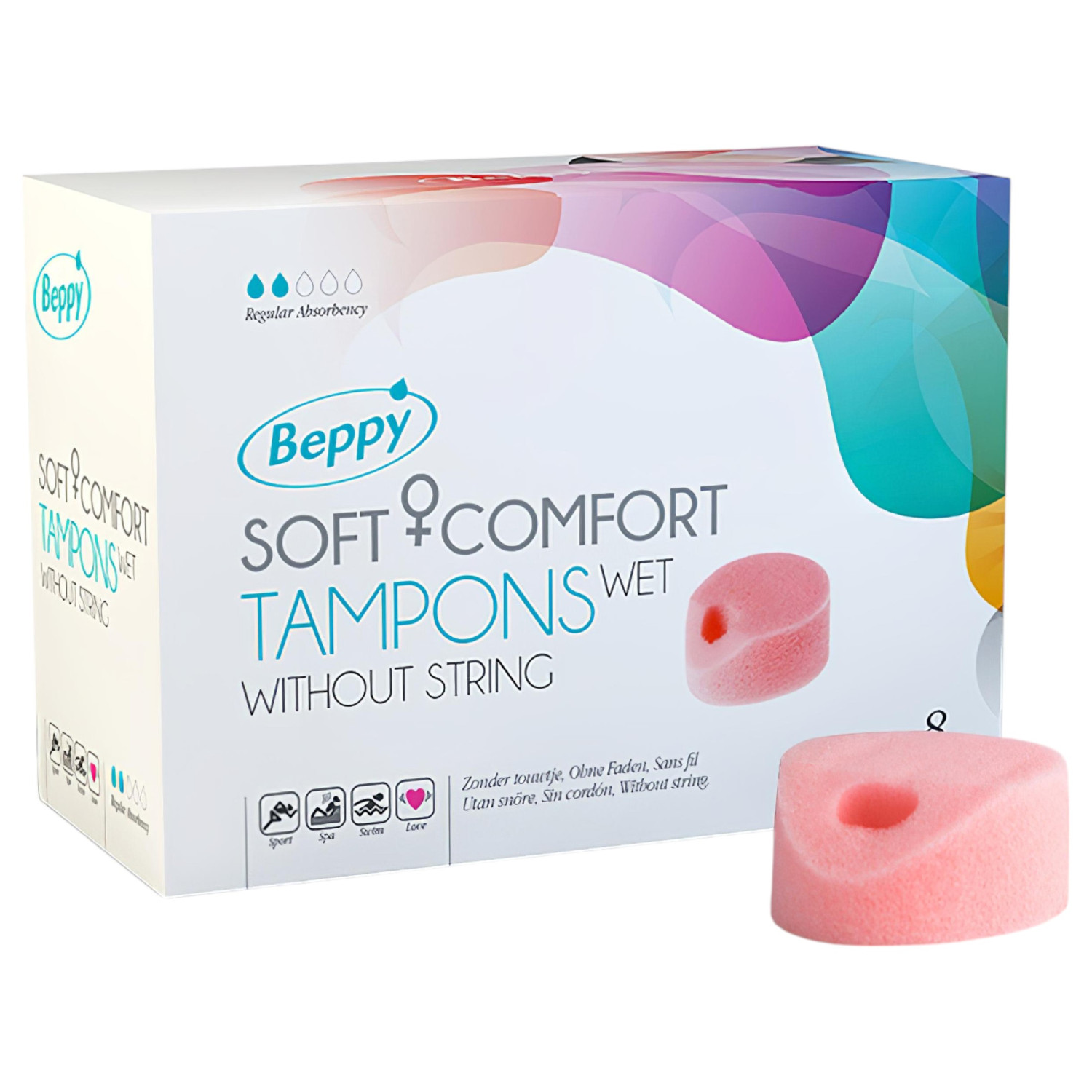 Beppy Soft bezšňůrkový vlhký intimní tampon-houbička - 8 ks