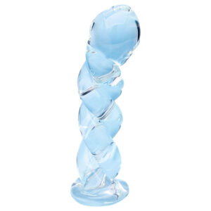 Clarity - skleněné dildo s pleteným vzorem - čiré