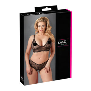 Cottelli Plus Size - krajková podprsenka set - černá - XXXL