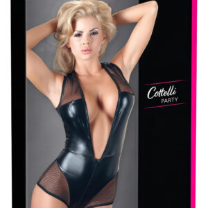 Cottelli - lesklé síťované body - černá - XL