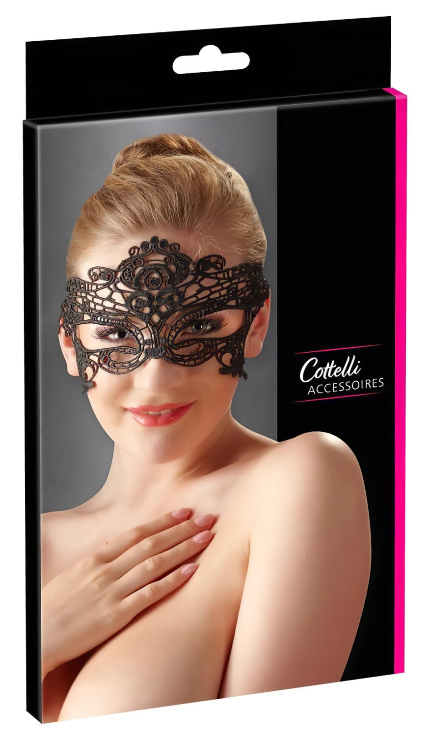 Cottelli - maska na oči - vyšívaná krajka - černá