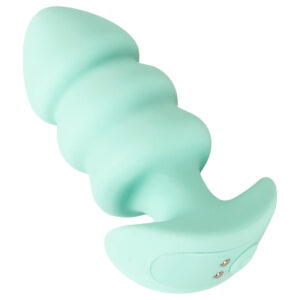 Cuties Mini - anální kolík s kuličkami - vibrace - zelený