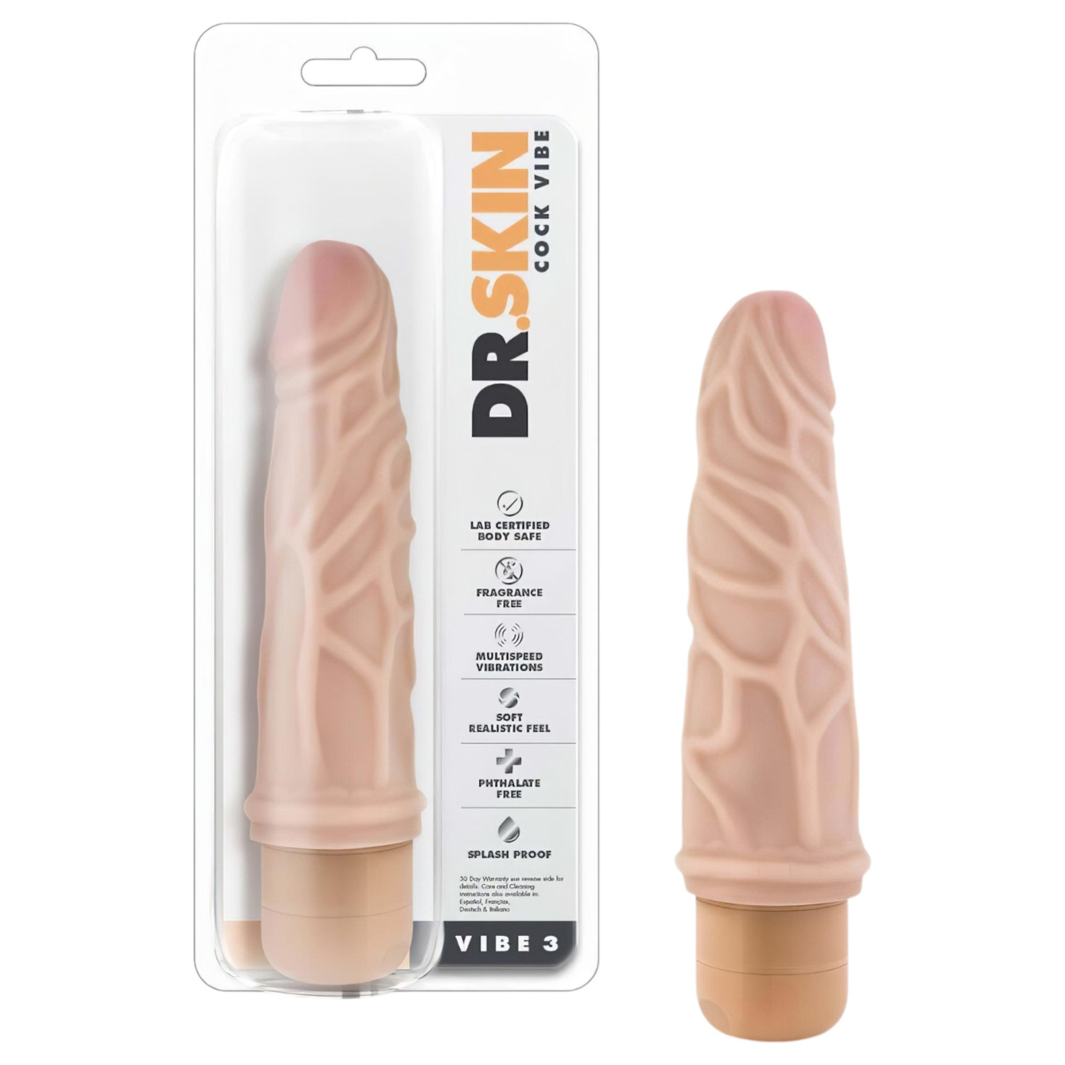 Dr. Skin Vibe No.3. - realistický vibrátor (přírodní)