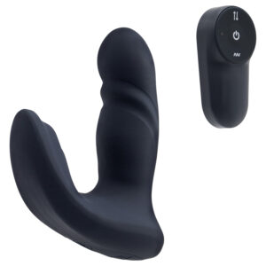 Dreamtoys Pulz - vibrační anální stimulátor s tlačným pohybem a dálkovým ovládáním (modrý)