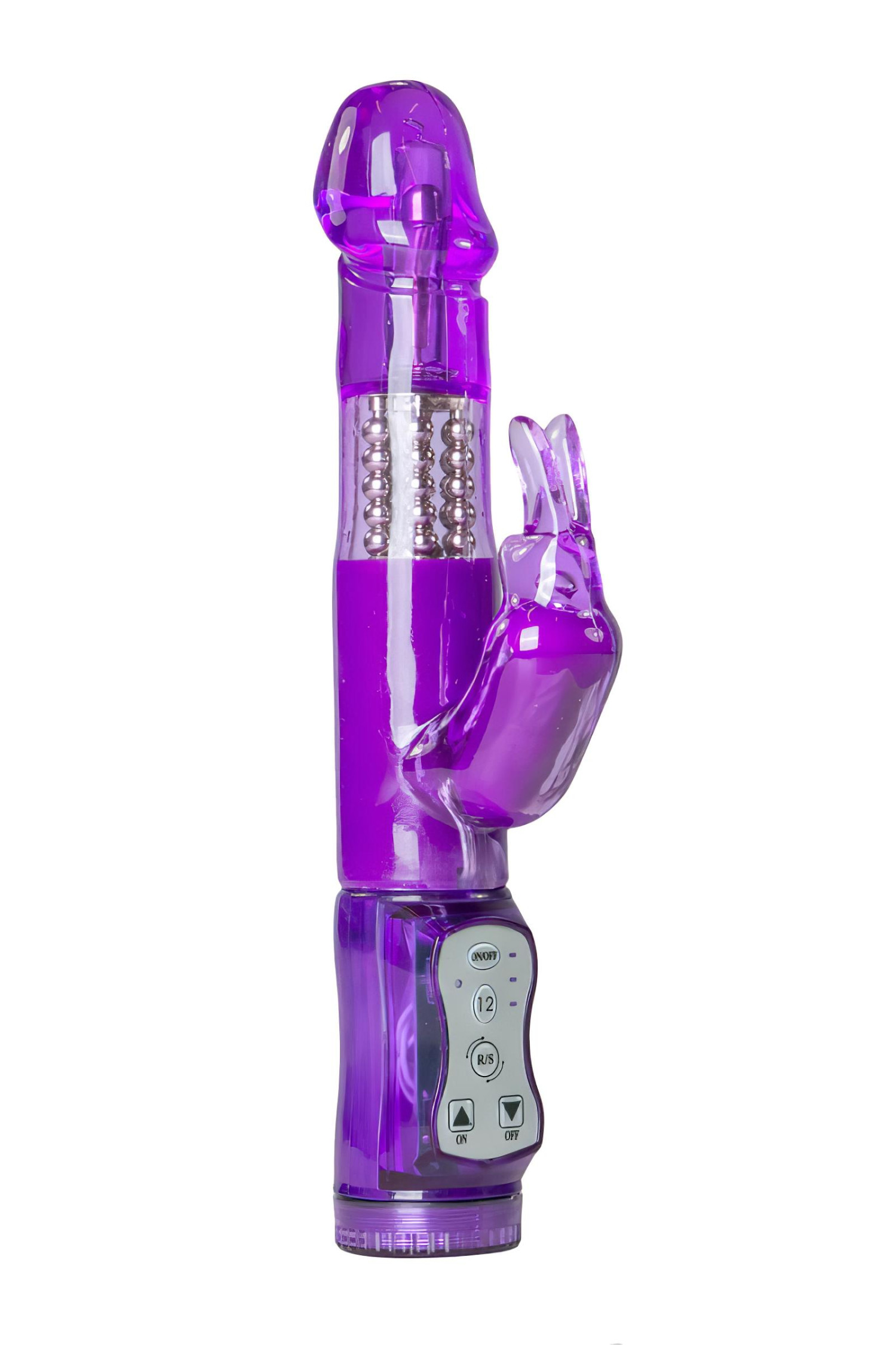 Easytoys Rabbit - rotační vibrátor s perlami a klitorálním ramenem - fialový