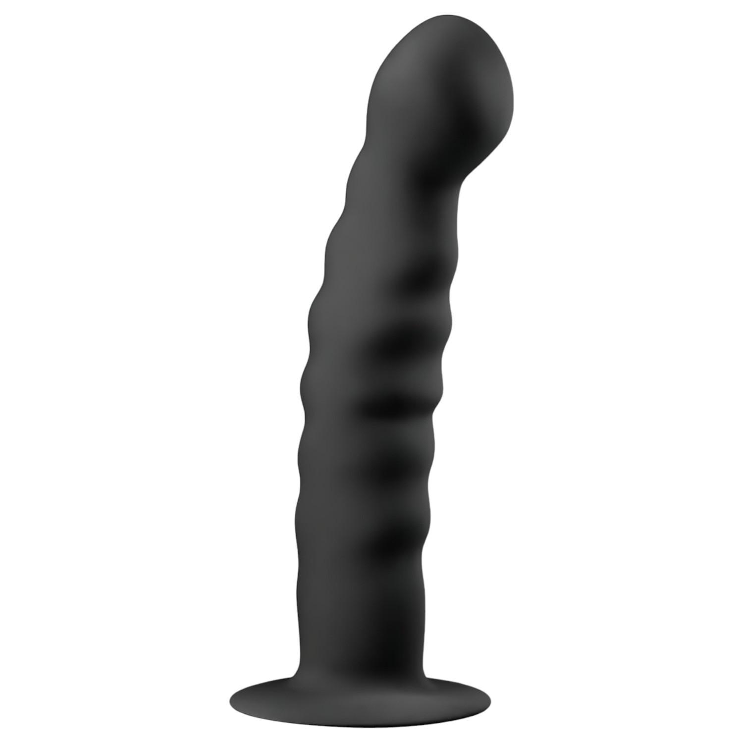 Easytoys - anální dildo s přísavkou - žebrované - černé 14 cm
