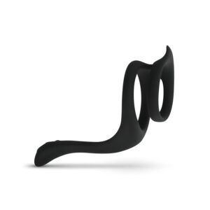 Easytoys - erekční kroužek na penis a varlata - pružný - černý