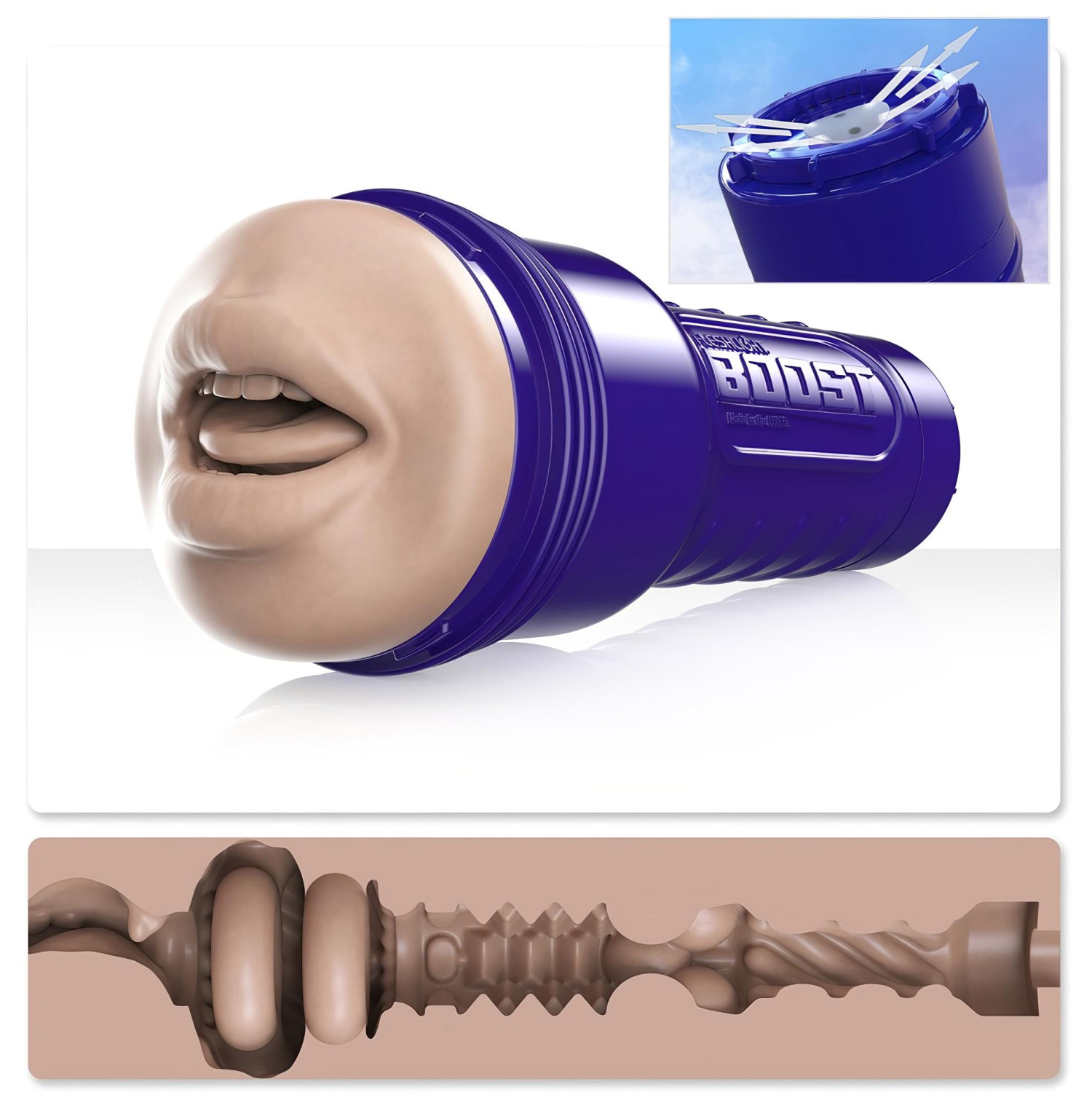 Fleshlight Boost Blow - realistický masturbátor ústa - tělová barva