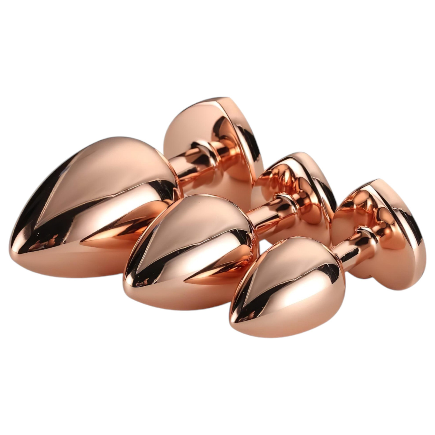 Gleaming Love - anální kolíky sada - srdce - rosegold - 3 kusy