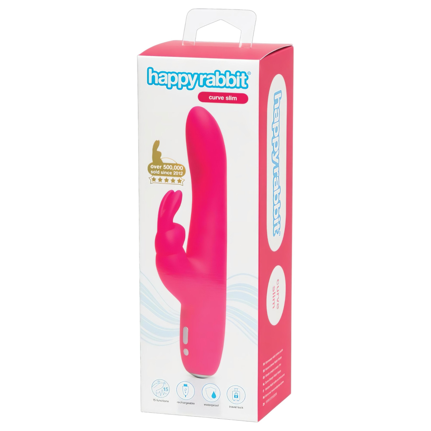Happyrabbit Curve Slim - vibrátor s výčnělkem na klitoris - voděodolný - růžový