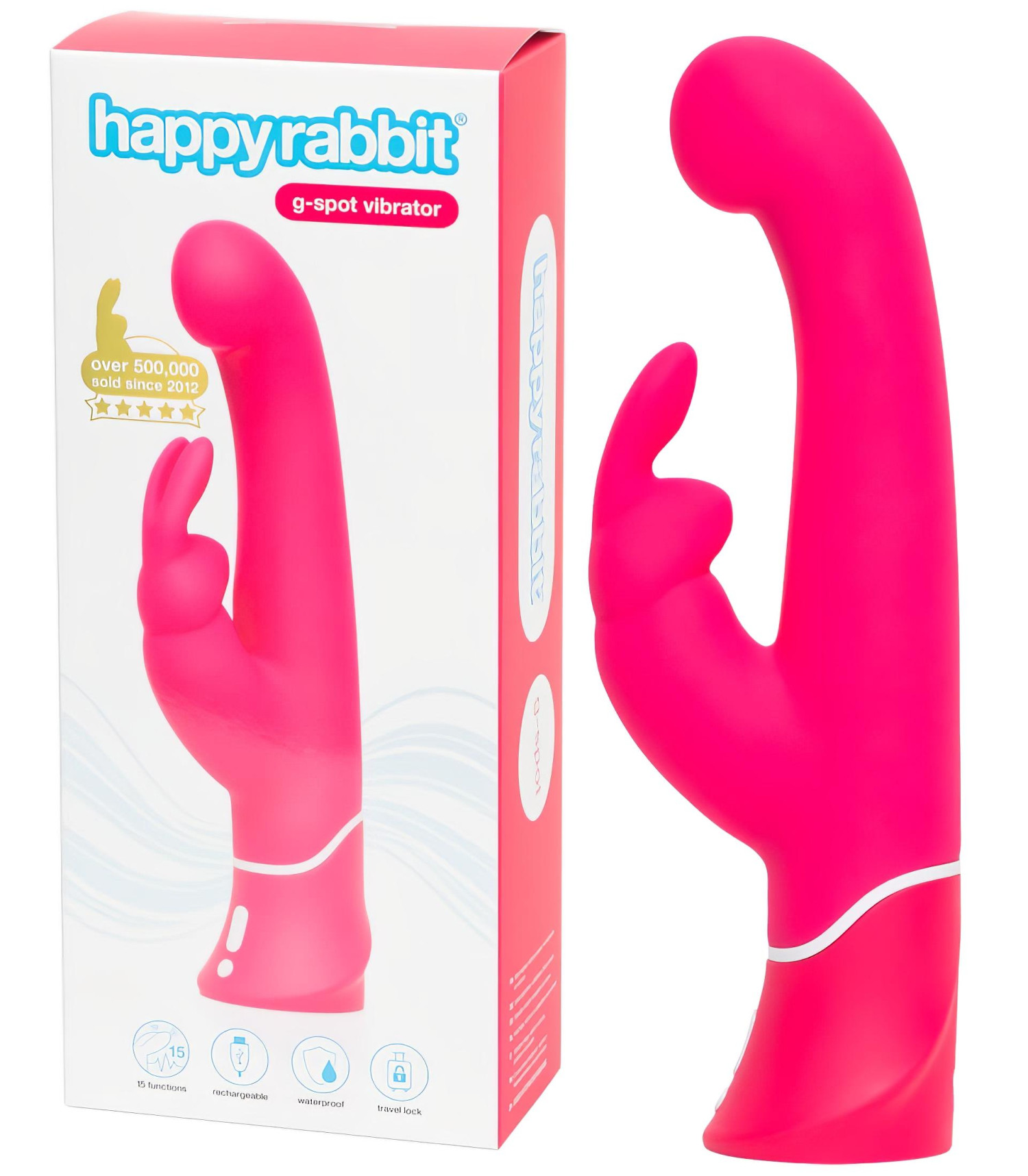 Happyrabbit - vibrátor na G-bod s dráždidlem klitorisu - vodotěsný růžový