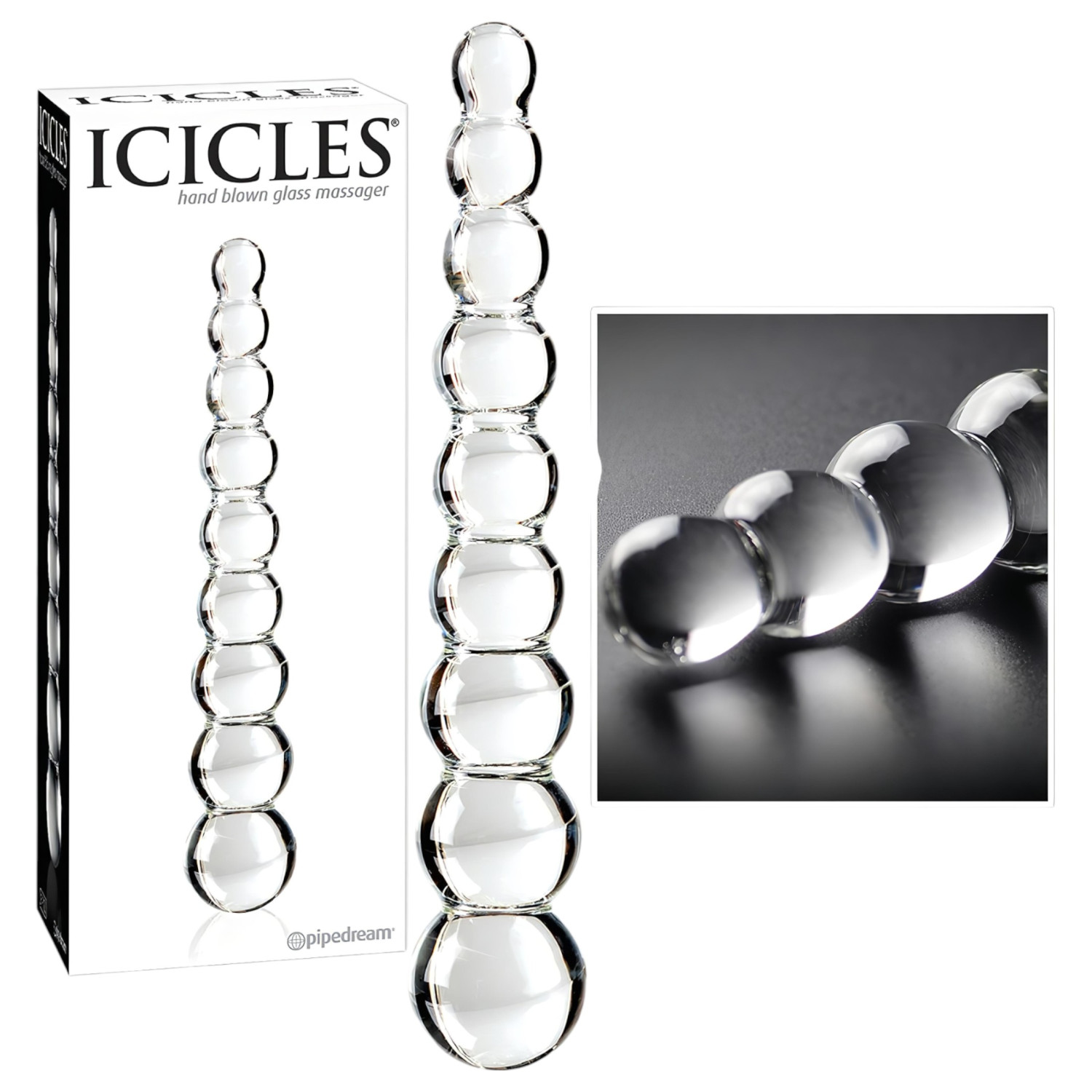 Icicles No. 2 - skleněné dildo s výstupky - čiré