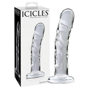Icicles No. 62 - skleněné dildo s penisem - průhledné