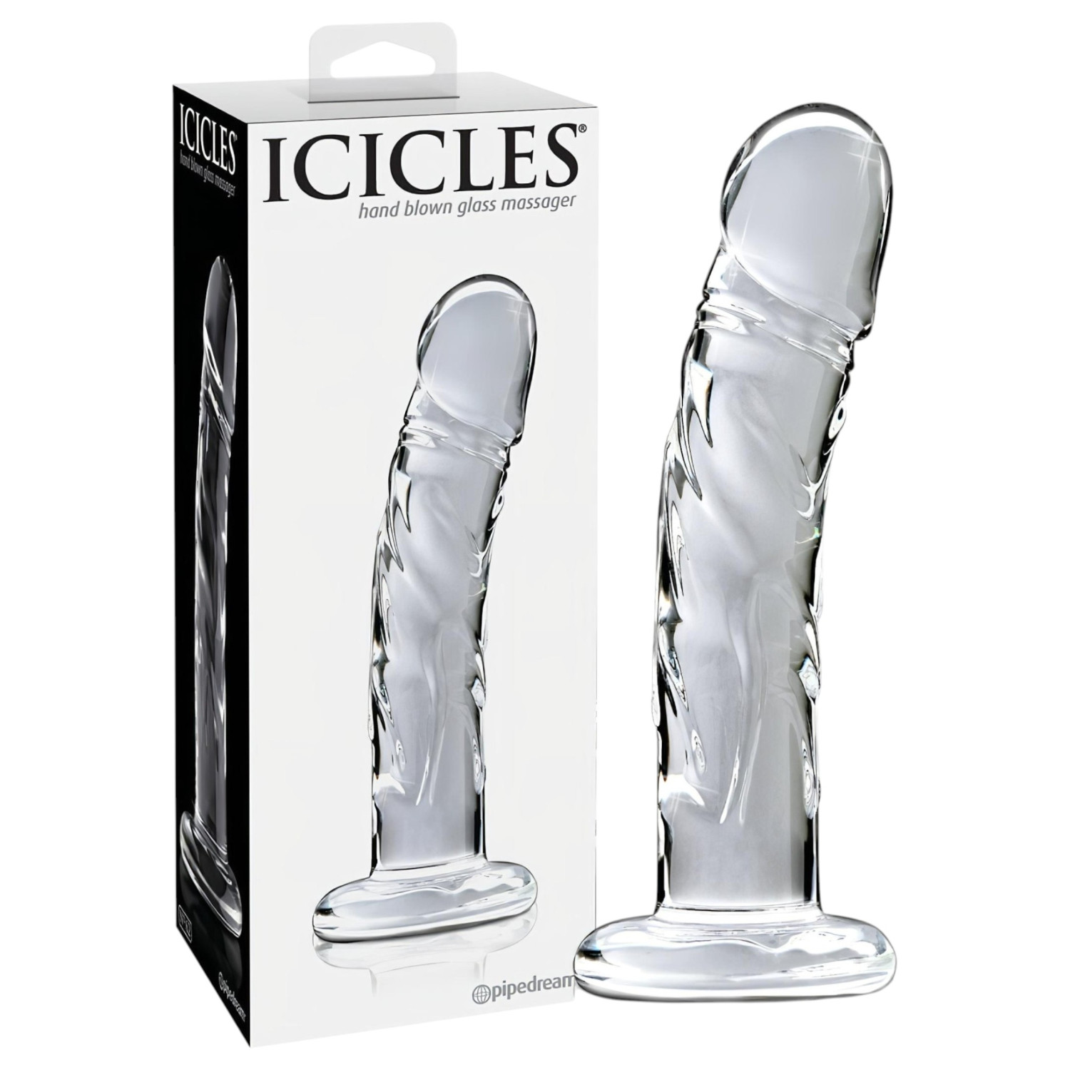 Icicles No. 62 - skleněné dildo s penisem - průhledné