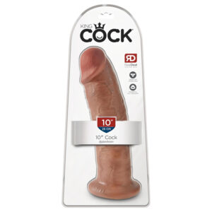 King Cock 10 - velký dildo s přísavkou (25 cm) - tmavá přírodní barva