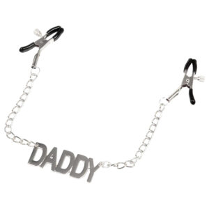 LateToBed Daddy - svorky na bradavky - kovové - stříbrné