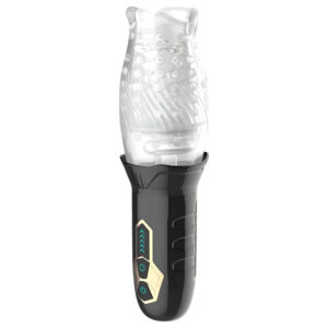 Leopard Bellucci 360 - rotačně-vibrační masturbátor (průhledný‑černý)
