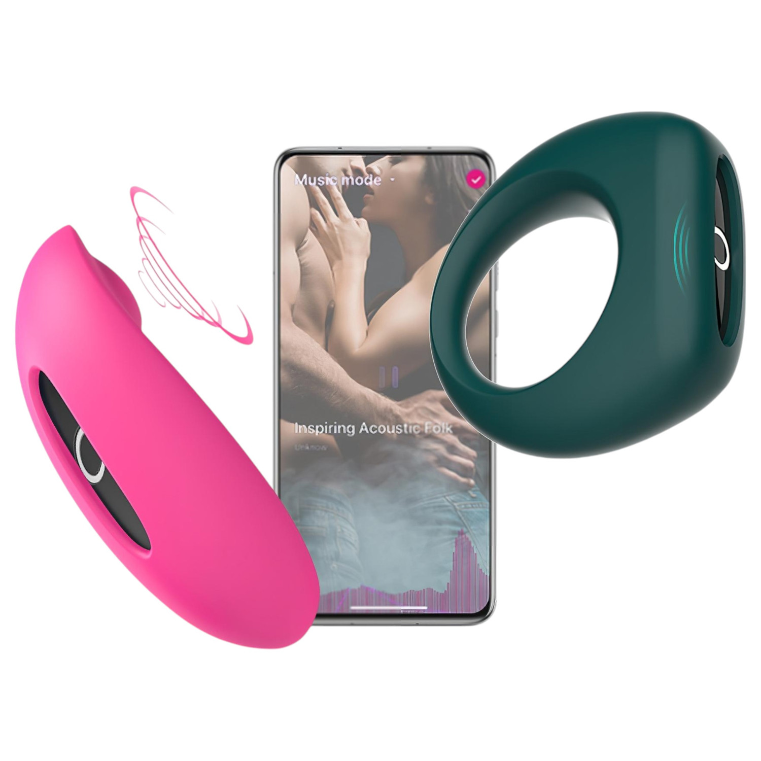 Magic Motion - vibrátor pro páry sada - růžovo-zelená