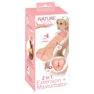 Nature Skin - umělý zadeček a návlek na penis 2v1 - tělová barva