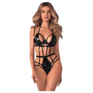 Obsessive - dámské body s pásky - černá - L/XL