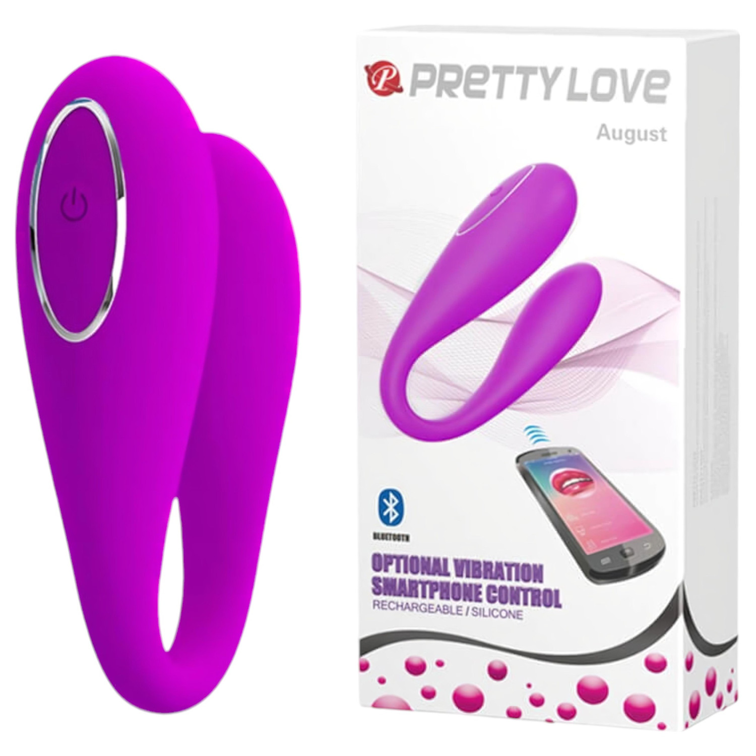 Pretty Love August - vibrátor na bod G a klitoris ovládaný aplikací (růžový)
