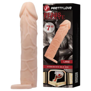 Pretty Love - návlek na penis s kroužkem - tělová barva