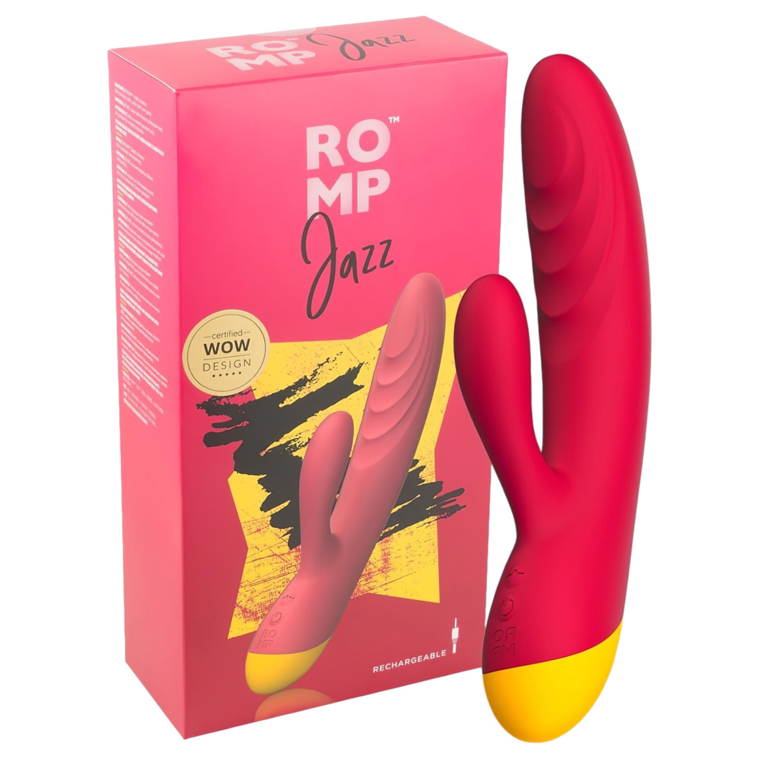 ROMP Jazz - vibrátor na G-bod s klitorálním ramenem - vodotěsný - růžový