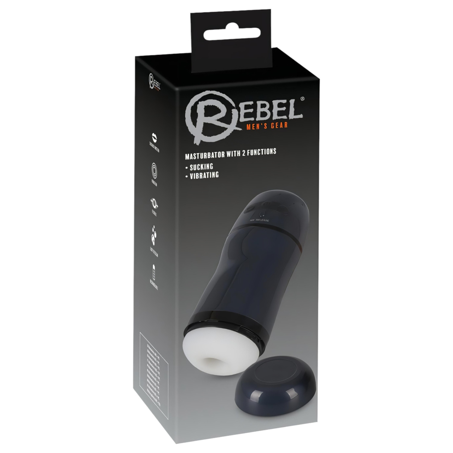 Rebel - masturbátor 2v1 sání a vibrace - černý