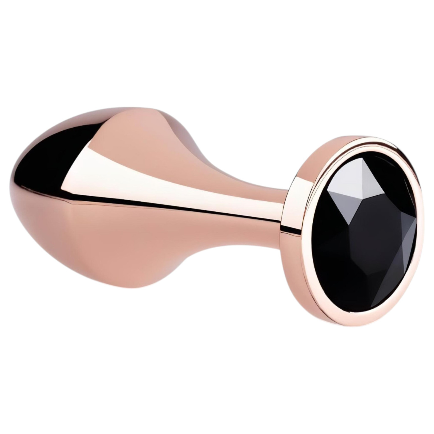 Rosy Gold - anální kolík - černý kámen - rosegold