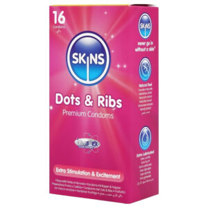 Skins - kondomy s vroubky a tečkami - 16 ks