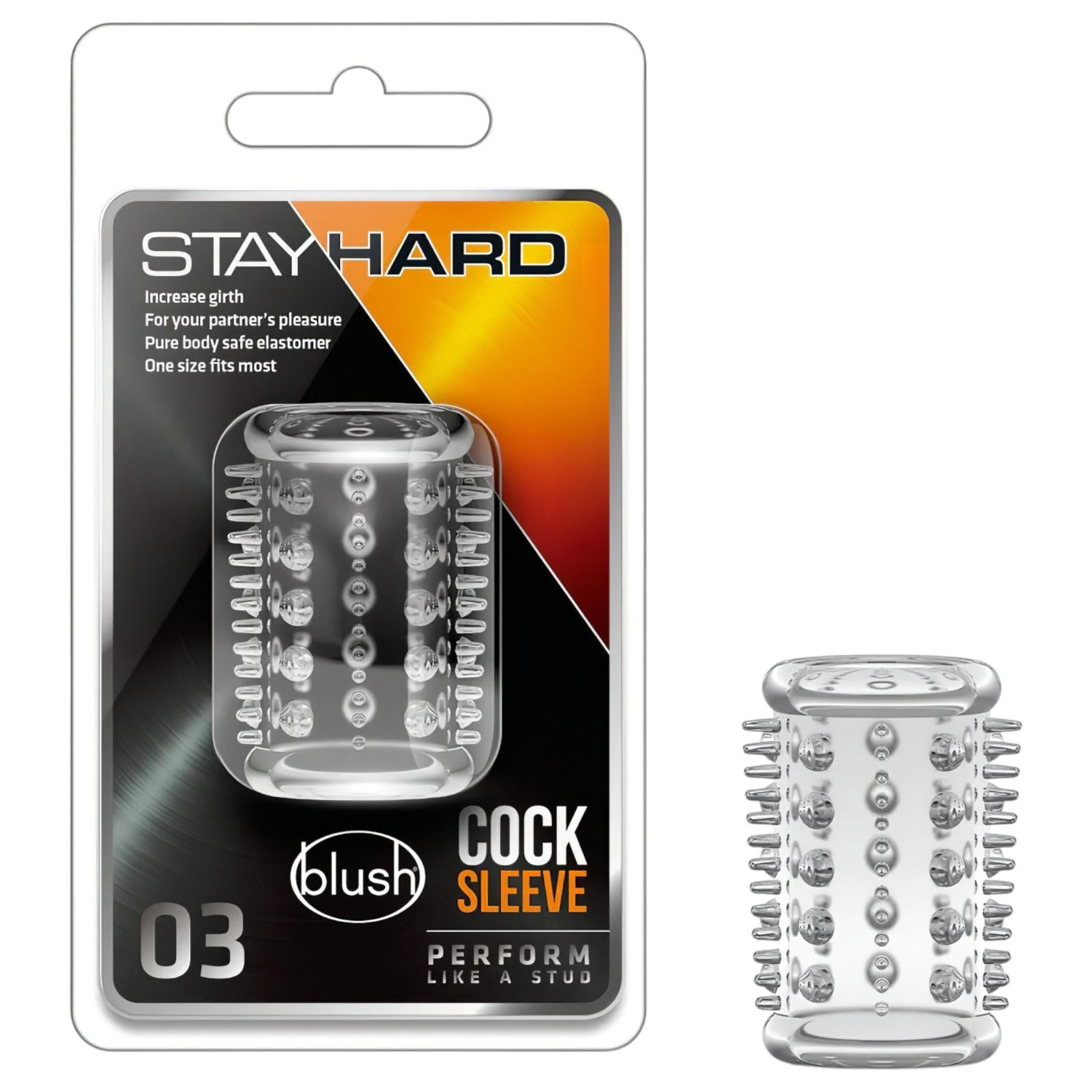 Stay Hard - erekční návlek na penis s malými výstupky - průhledný
