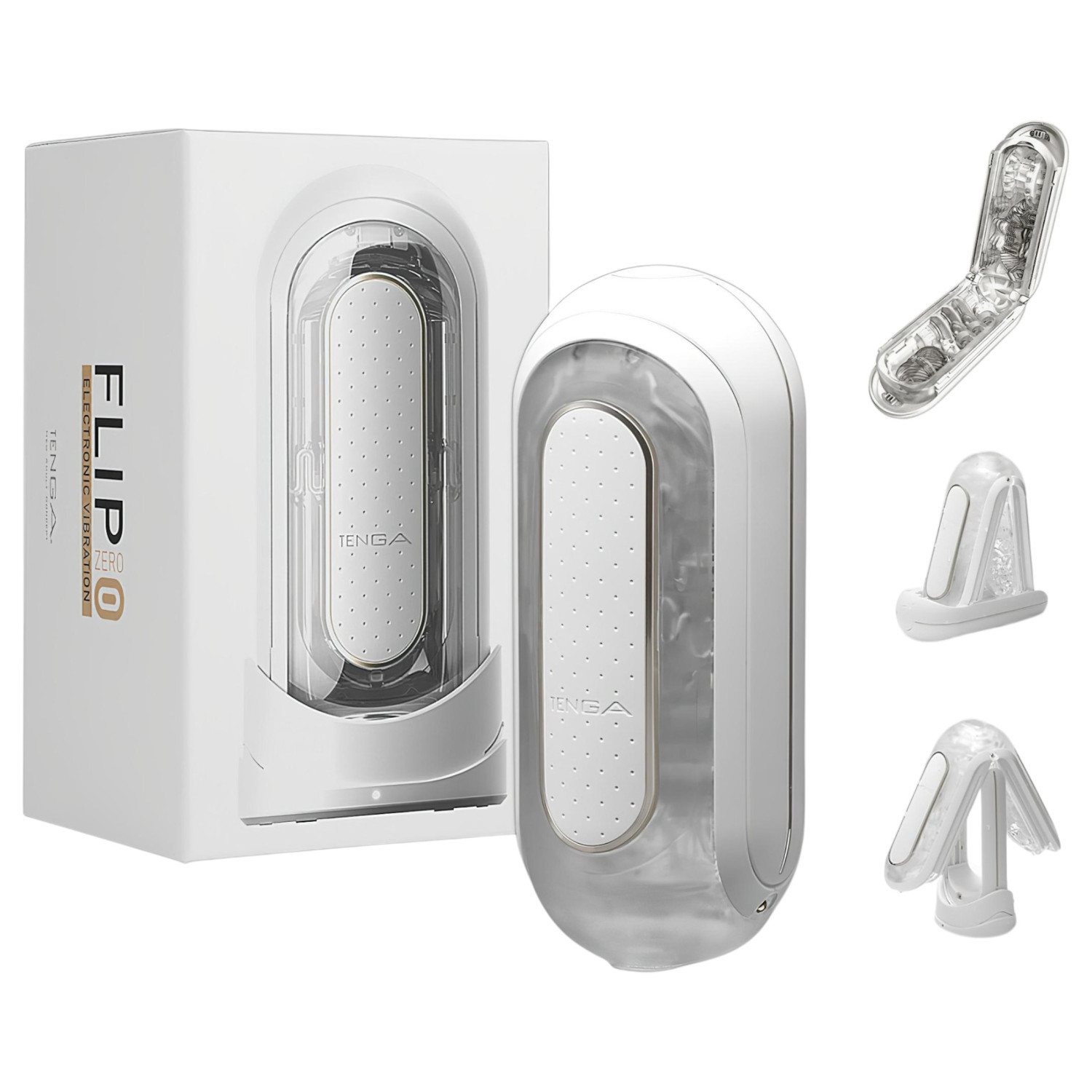 TENGA Flip Zero - vibrační masturbátor - bílý